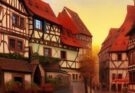 Nuremberg oil on canvas narrow street lantern 2u1cp780