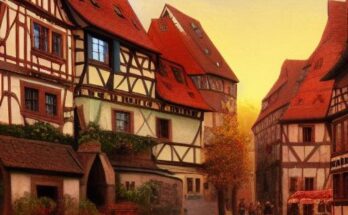 Nuremberg oil on canvas narrow street lantern 2u1cp780