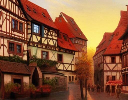 Nuremberg oil on canvas narrow street lantern 2u1cp780